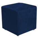 Puff Quadrado L02 Suede Azul Marinho
