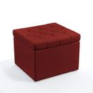 Puff Quasar / com Capitonê / A-020 Couro Artificial Vermelho