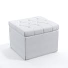 Puff Quasar Com Capitonê Para Sala de Estar Couro Branco Aradecor