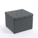Puff Quasar com Capitonê para Sala de Estar Sued Cinza Aradecor