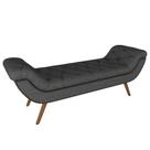 Puff Recamier Calçadeira 140cm Pés Palito Madeira Vêneto P02 Linho Chumbo - Mpozenato