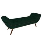 Puff Recamier Calçadeira 160cm Pés Palito Madeira Vêneto P02 Veludo Verde Musgo