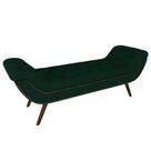 Puff Recamier Calçadeira 160cm Pés Palito Madeira Vêneto P02 Veludo Verde Musgo - Mpozenato