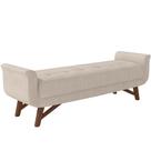 Puff Recamier Decorativo com Pés em Madeira 140 cm Itália P05 Linho Creme - Lyam Decor