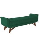 Puff Recamier Decorativo com Pés em Madeira 140 cm Itália P05 Veludo Verde - Lyam