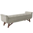 Puff Recamier Decorativo com Pés em Madeira 160 cm Itália Bouclê Creme - Lyam Decor