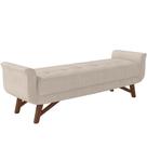 Puff Recamier Decorativo Com Pés Em Madeira 160 Cm Itália P05 Linho Creme - Lyam Decor Puff Recamier Decorativo Com Pés Em Madeira 160 Cm Itália P05 Linho Creme - Lyam Decor