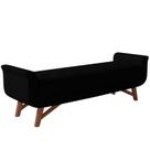 Puff Recamier Decorativo com Pés em Madeira 195 cm Itália P05 Bouclê Preto - Lyam Decor