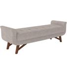 Puff Recamier Decorativo com Pés em Madeira 195 cm Itália P05 Linho Cinza - Lyam Decor Puff Recamier Decorativo com Pés em Madeira 195 cm Itália P05 Linho Cinza - Lyam Decor