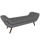 Puff Recamier Decorativo com Tachas 140 cm Santorini Linho Cinza Escuro - Lyam Decor Puff Recamier Decorativo com Tachas 140 cm Santorini Linho Cinza Escuro - Lyam Decor