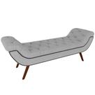 Puff Recamier Decorativo com Tachas 140 cm Santorini Linho Cinza - Lyam Decor Puff Recamier Decorativo com Tachas 140 cm Santorini Linho Cinza - Lyam Decor