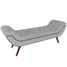 Puff Recamier Decorativo com Tachas 140 cm Santorini Linho Cinza - Lyam Decor Puff Recamier Decorativo com Tachas 140 cm Santorini Linho Cinza - Lyam Decor