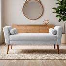 Puff Recamier Estofado para Quarto Itália 100cm com Pés Palito Bouclê Branco - Desk Design