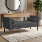 Puff Recamier Estofado para Quarto Itália 120cm com Pés Palito Bouclê Cinza Escuro - Desk Design