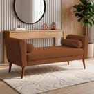 Puff Recamier Estofado para Quarto Itália 120cm com Pés Palito Bouclê Terracota - Desk Design