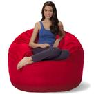 Puff Redondo 100x50 Em Suede Vermelho Enchimento