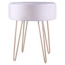 Puff Redondo 43cm com Pés Suede Metal Cazza Bege
