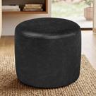 Puff Redondo 50cm Sala De Estar Living Coliseu W01 material sintético Preto - Lyam Decor