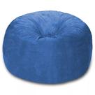 Puff Redondo 80x20 Em Suede Azul Royal Com Enchimento