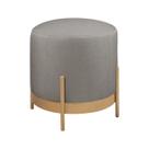 Puff Redondo Ágar em Linho e Base Metal Dourado