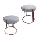 Puff Redondo Base Industrial Cobre Kit 2 Love Suede D03 - D'Rossi Puff Redondo Base Industrial Cobre Kit 2 Love Suede D03 - D'Rossi