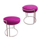 Puff Redondo Base Industrial Rosê Kit 2 Love Suede Cor Pink