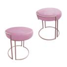 Puff Redondo Base Industrial Rosê Kit 2 Love Suede