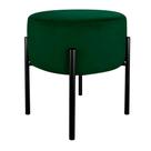 Puff Redondo Base Metálica Preta Suede Verde- Vallisa Decor
