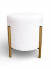 Puff Redondo Bouclé Decorativo com Base de Ferro Dourado para Sala, Quarto e Penteadeira