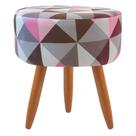 Puff Redondo Classic Estampado Triangulo Rosa