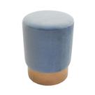 Puff Redondo Contemporaneo Estofado Azul Texturizado Luxo