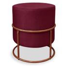 Puff Redondo De Sala Base de Cobre Heitor Suede Vinho Puff Redondo De Sala Base de Cobre Heitor Suede Vinho