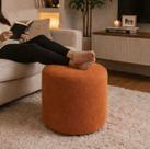 Puff Redondo Decorativo Organico Tecido Boucle Puffe para Sala Quarto