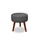 Puff Redondo Decorativo Panqueta De Apoiar Os Pés Suede Cinza Escuro