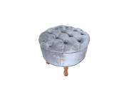 Puff Redondo em Captone 50 cm Retro - Suede Cinza