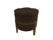 Puff Redondo Flor Decorativo com Pés de Madeira Estofado Suede, Conforto e Estilo para Quarto ou Sala