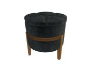 Puff Redondo Flor Decorativo com Pés de Madeira Estofado Suede, Conforto e Estilo para Quarto ou Sala