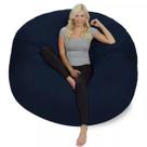 Puff Redondo Gigante 140x50 Em Suede Azul Marinho Com Enchimento