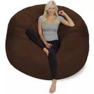 Puff Redondo Gigante 140x50 Em Suede Marrom Com Enchimento