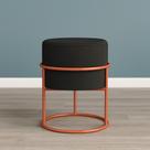 Puff Redondo Iron Base argola Cobre Preto
