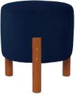 Puff Redondo Luxo Decorativo Charme com Pés de madeira Suede Azul