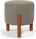Puff Redondo Luxo Decorativo Charme Thor com Pés de Madeira Linho Cinza - PC MÓVEIS