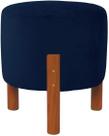 Puff Redondo Luxo Decorativo Charme Thor com Pés de Madeira Suede Azul -PC MÓVEIS