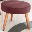 Puff Redondo para Sala Suiça Veludo Vinho Puff Redondo para Sala Suiça Veludo Vinho