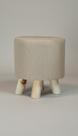 Puff Redondo Pequeno Banqueta Decorativa Linho Bege