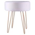 Puff Redondo Pés em Metal Dourado Cazza 43cm Suede Bege