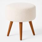Puff Redondo Pés Madeira 40cm Yuna Bouclé Off White - sallar home