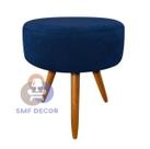 Puff Redondo Pés Palito Azul Marinho - Azul Marinho