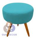 Puff Redondo Pés Palito Azul Turquesa - Azul Turquesa