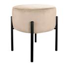 Puff Redondo Suede Base Metal Preto-Belliv Decor